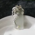 Collier pendentif phénix en argent incrusté naturel pour dames bijoux de mariage et de fiançailles