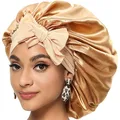 Bonnet en satin avec logo personnalisé pour femme bande de cravates larges longue queue bonnet de