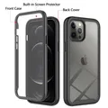 Protecteur d'écran complet pour iPhone coque transparente coque antichoc 360 15 12 11 13 14