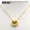 Bijoux de marque à la mode pour femmes collier à pendentif rond en zircone cubique couleur or