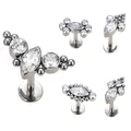 Nouveau G23 titane Labret clou Zircon oreille pavée Cartilage Tragus Tragus Helix boucles d'oreilles