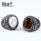 Beier SION L Acier Inoxydable Vintage Blanc Et Œil De Tigre Brun Oeil Hommes Bague De Mode Haute