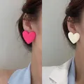 Boucles d'oreilles coeur acrylique vintage bohème déclaration d'amour géométrique rouge blanc
