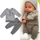 T-shirt à col en Y et pantalon long en coton pour nouveau-né tenues décontractées pour bébé fille