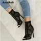 Aneikeh-Bottes à talons hauts pour femmes sandales basiques escarpins maille évidée sexy lacets