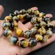 Y · YING-Collier de perles rondes lisses en pierre naturelle pour hommes et femmes tigre jaune et