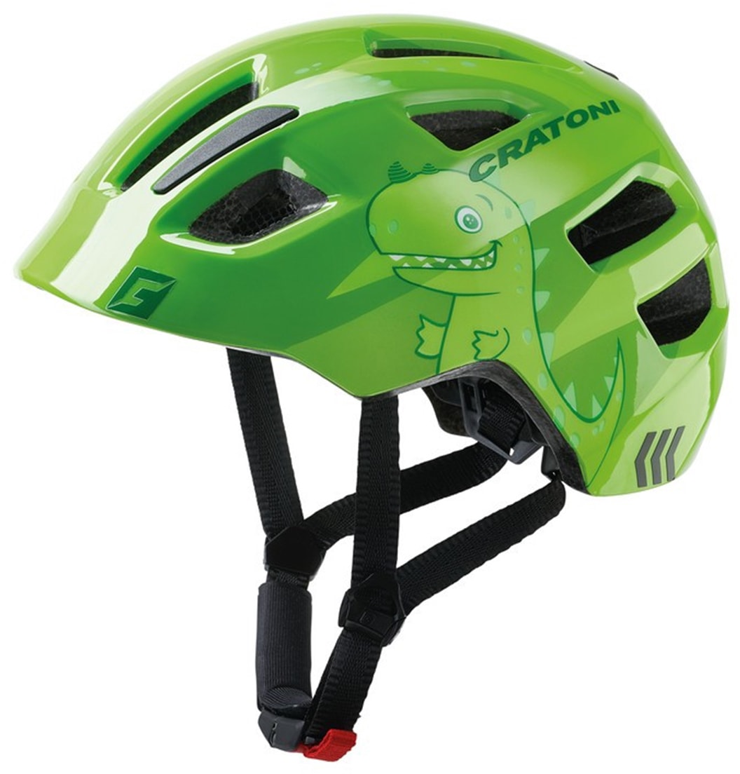Kinderfahrradhelm CRATONI "MAXSTER" Gr. 52, grün (dino, grün glanz), Helme, Kinder, 52/56 Kopfumfang: 52cm - 56cm Image