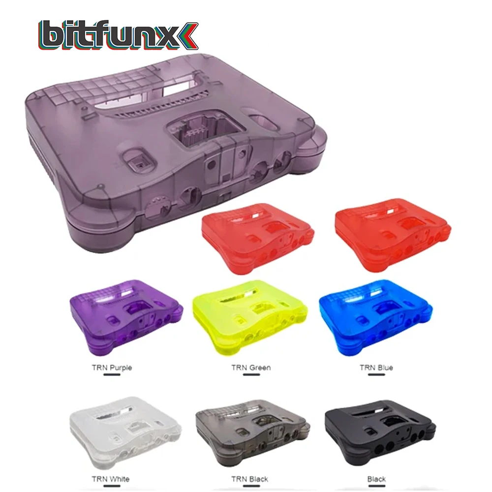 BitFunx coque en plastique de remplacement N64 boîtier translucide pour toutes les versions Nintendo N64 Console de jeu vidéo rétro boîte transparente