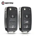 KEYYOU – coque de clé de voiture 2 ou 3 boutons pour VW Polo Golf MK6 Jetta Tiguan Touareg