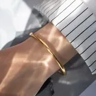 Bracelet manchette en acier inoxydable couleur or pour femmes, Bracelet de bijoux chic, Bracelet coulissant uni, Bracelet empilable, cadeau pour jeunes filles