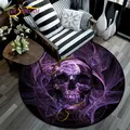 Tapis lavable personnalisé Halloween Horror Emprint Premium Round Lea Skull and Rose Soft Lea Home
