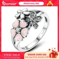 Bamoer 925 sterling argent rose fleur poétique marguerite cerise blossom bague pour les bijoux des