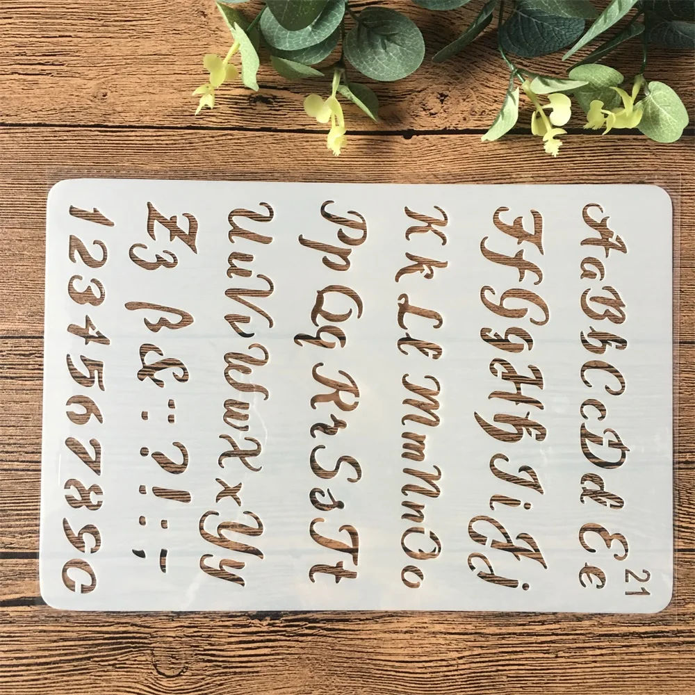 Pochoirs de superposition de lettres de l'alphabet pour bricolage, peinture, scrapbooking, estampage, gaufrage, album, modèle de carte en papier, 26cm