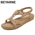 BEYARNE-Chaussures d'été de style bohème pour femmes sandales à talons plats de plage douces