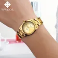 WWOOR-Montre-bracelet à quartz étanche en acier inoxydable pour femme montre décontractée or