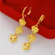 Boucles d'oreilles pendantes GP en or jaune 24 carats pour femmes longues boucles d'oreilles à