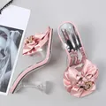 Pantoufles Transparentes pour Femmes Sandales de Styliste à Nministériels d Papillon Rose Talons