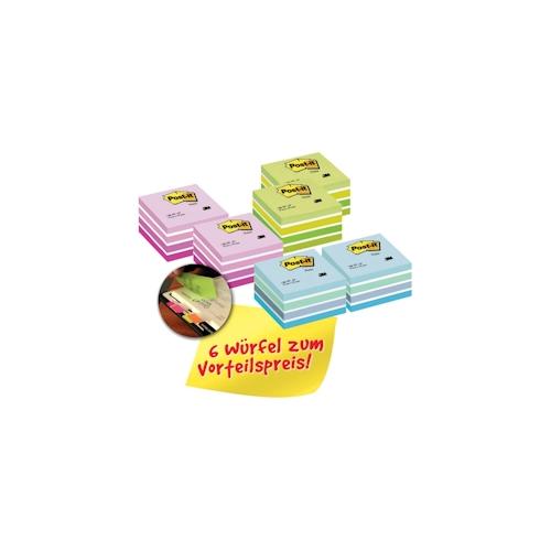 Post-it Haftnotiz-Würfel, 76 x 76 mm, Vorteilspack, sortiert