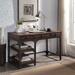 Writing Desk for Office, Study, Bedroom, Espresso Oak Finish & Antique Black Metal