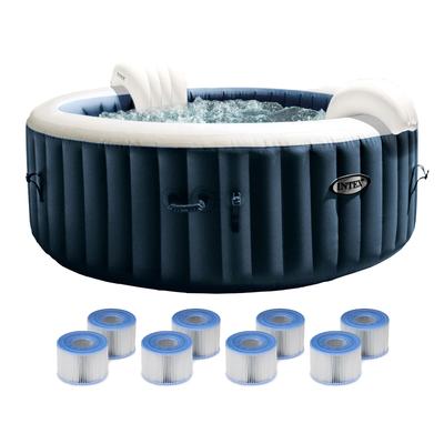 INTEX PureSpa Plus Inflatable Bubble Jet Hot Tub & Replacement Filters (8 Pack) - 98.18