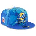 Men's New Era Royal Los Angeles Rams 2022 Sideline 9FIFTY Ink Dye Snapback Hat