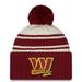 Youth New Era Cream/Burgundy Washington Commanders 2022 Sideline Sport Cuffed Pom Knit Hat