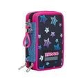 Federmäppchen SEVEN, Mäppchen, mehrfarbig, Federtasche für Schreibwaren, Etui mit Stiften, Kugelschreiber, & mehr, 3 Fächer, Mädchen & Jungen, Schule - Grundschule, XXL STAR PLAN schwarz/pink Sterne