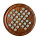 30cm Diameter WOODEN SOLITAIRE BOARD GAME with SNOWFLAKE WHITE and AQUA GLASS MARBLES | |classic wooden solitaire game | strategy board game