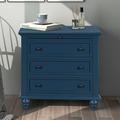 Canora Grey 3-Drawer Storage Wood Cabinet, End Table w/ Pull Out Tray Wood in Blue | 28.1 H x 28 W x 16.9 D in | Wayfair