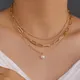 Collier à breloques en perles vintage pour femmes bijoux superposés accessoires pour filles