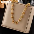 DIEYURO – collier Vintage en acier inoxydable 316L pour femme chaîne à maillons antirouille de