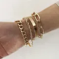 Ensemble de Bracelets à breloques pour femmes style Boho épais couleur or Punk gourmette