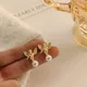 Boucles d'oreilles cupidon ange pour femmes bijoux élégants rétro français couleur or ange perle