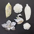 FzShape-Collier pendentif fleur en nacre d'eau douce naturelle broche en plumes bijoux en nacre