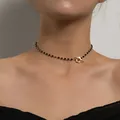 SUMENG-Collier Ras du Cou en Perles de Verre et Clip Noir pour Femme Nouvelle Mode de Luxe Fleur