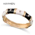 KAYMEN-Bracelet rond simple pour femme bijoux de manchette diamant CZ émaillé coloré