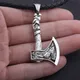 Collier pendentif loup viking et hache corbeau odin couleur argent antique cadeau d'anniversaire