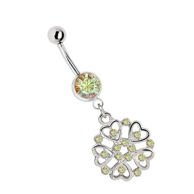 Bauchnabelpiercing ADELIA´S "Piercing Piercing Bauchnabelpiercing", Damen, bunt, Chirurgiestahl, modisch, Piercings, 316l Stahl Banane - Steinkugel und Herz Blume multiklar