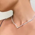 Stonefans-Collier ras du cou en forme de V avec biscuits pour femme cristal brillant collier