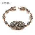Wbmqda-Bracelet à maillons en cristal pour femme breloque bohème gris or antique document