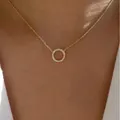 YWZIXLN-Collier pendentif cercle en cristal pour femme bijoux tendance élégants document doré