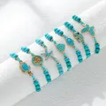 Lost Lady-Bracelet perlé bleu turquoise tissé à la main bijoux de tempérament simple petit style