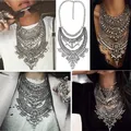 Collier en argent pour femme grand tour de cou épais déclaration vintage indienne bijoux