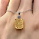 Huitan – collier à pendentif carré en Zircon cubique jaune pour femmes Design Simple et élégant