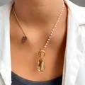 IPARAM – collier Vintage en alliage de perles pour femmes pendentif géométrique Punk doré collier