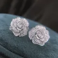 Huitan Fashion – boucles d'oreilles fleur pour femme Piercing clou d'oreille cristal CZ boucle