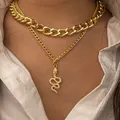 Collier à couches JOLayered pour femmes collier fin vintage pendentif document doré colliers de