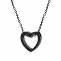 Collier pendentif coeur pour femmes couleur argent noir métal creux bijoux simples pendentif
