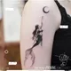 Tatouage temporaire de sirène et de lune autocollants sexy imperméable frais fille noir art
