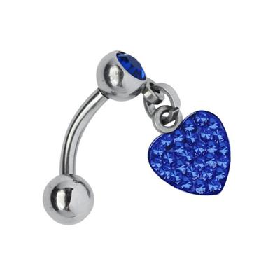 Bauchnabelpiercing ADELIA´S "Piercing Piercing Bauchnabelpiercing", Damen, blau, Titan, modisch, Piercings, Titan Banane - auch für Intim Piercing Herzanhänger blau